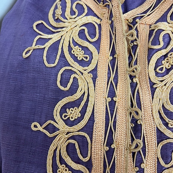 Women's Dress Caftan Tunic Robe Thobe Vintage Purple Cotton Vintage Traditional - Picture 10 of 11